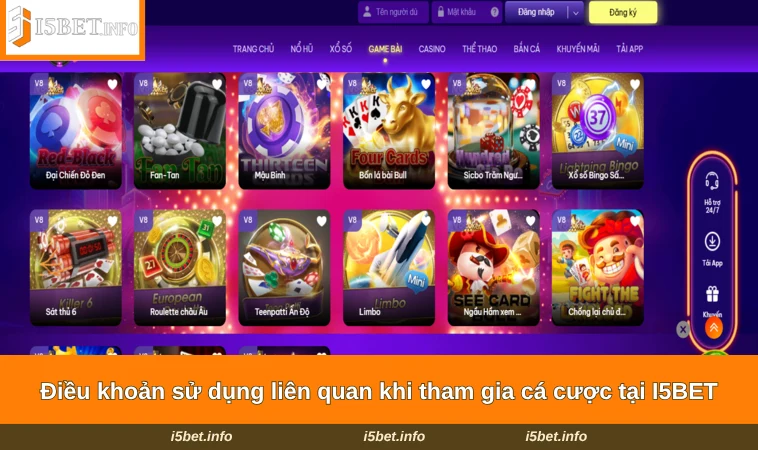 Điều khoản sử dụng liên quan khi tham gia cá cược tại I5BET