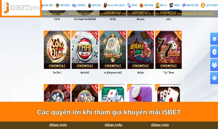 Khuyến Mãi I5BET 1 Các quyền lợi khi tham gia khuyến mãi I5BET