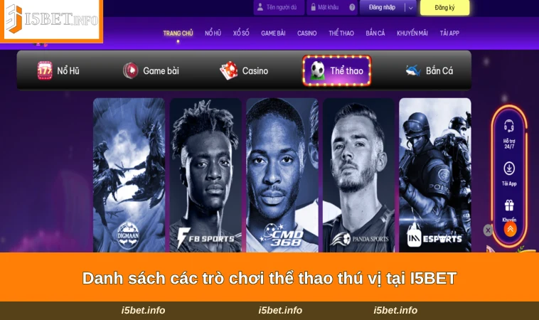 Thể Thao I5BET 2 Danh sách các trò chơi thể thao thú vị tại I5BET